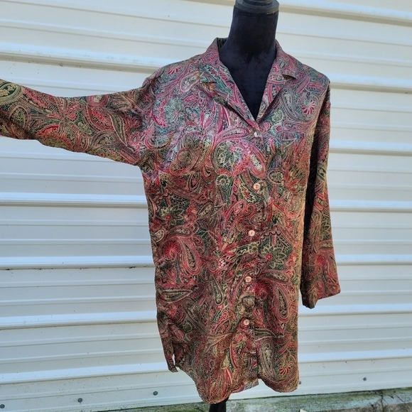 Victoria's Secret Paisley nightgown satin Sleep Shirt Size Small - Picture 3 of 11